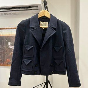Alexa Chung for Madewell Jacket Diana Cropped Navy Wool Jacket